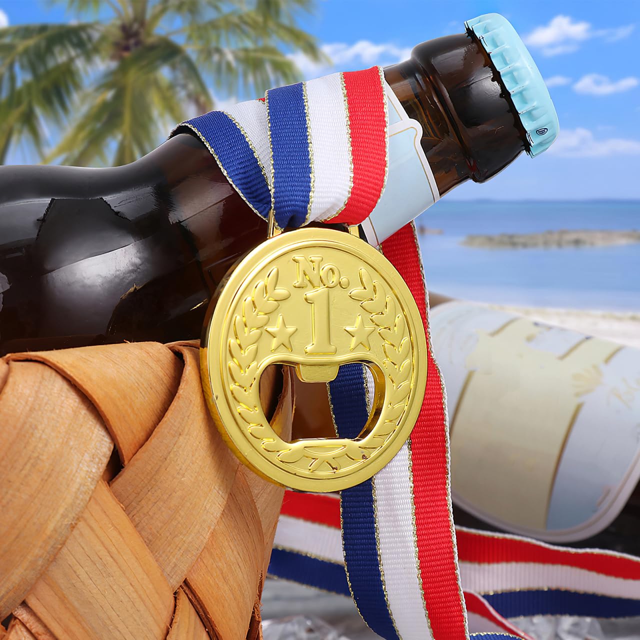 2pcs Beer Decorations Medal Bottle Opener: Beer Opener Gold Medal