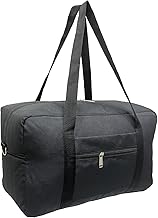 FNT Travel Cabin Bags 40x20x25, Underseat Foldable Travel Duffel Bag Holdall Tote Carry on Luggage Water-Resistant Overnight Weekend Bag for Women and Men (Black with Shoulder Strap)