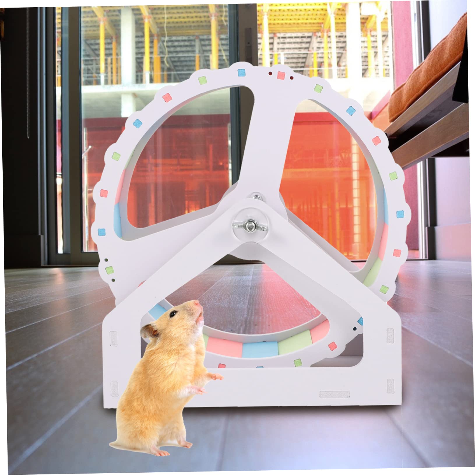 Großes Hamsterrad 21cm aus PVC für Chinchillas und Igel Geräuschloses Kleintierlaufspielzeug für Zuhause und Heimtierbedarf Einfache Selbstmontage