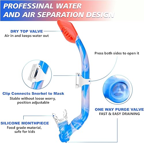 Miniatura 3 de GoseWave Equipo de esnórquel para niños, juego de esnórquel para niños de 5 a 15 años, máscara de buceo antivaho y juego de esnórquel con parte
