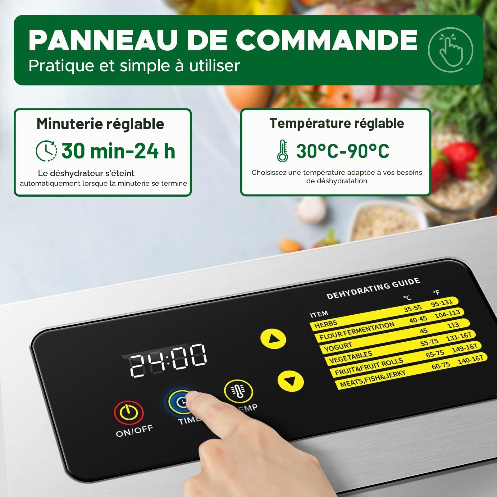 Kwasyo Deshydrateur Alimentaire en Acier Inoxydable 15 plateaux, 1200W à Double Ventilateur pour Jerky, Friandises pour Chiens, Fruits, Herbes, Viande, Surveillance Multi-Fenêtres Séchage Puissant