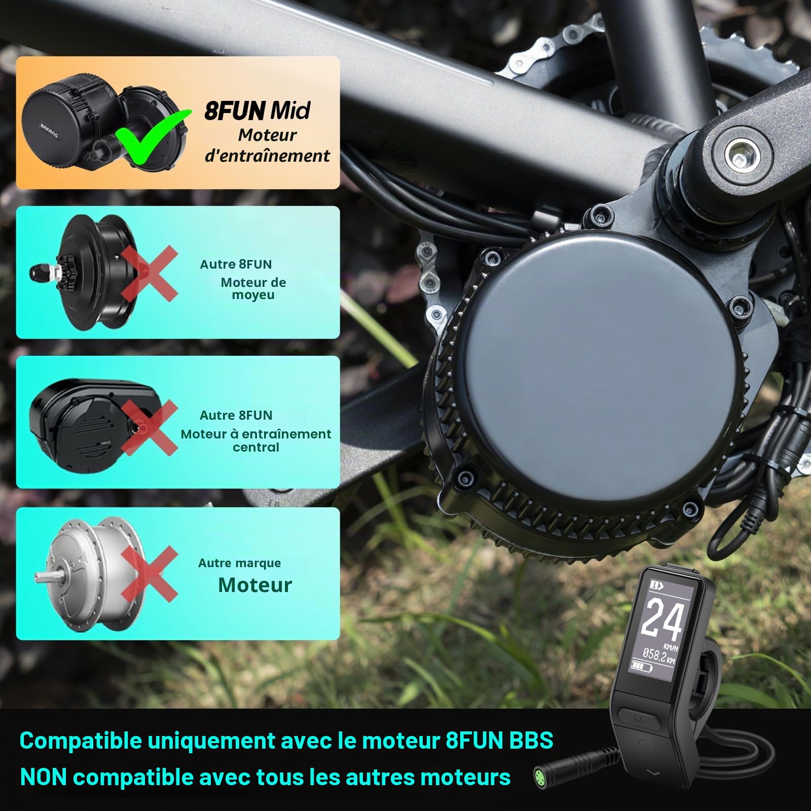 Ebike Écran LCD pour BAFANG BBS01B BBS02B BBS02B BBS HD Mid Drive Moteur Affichage des données