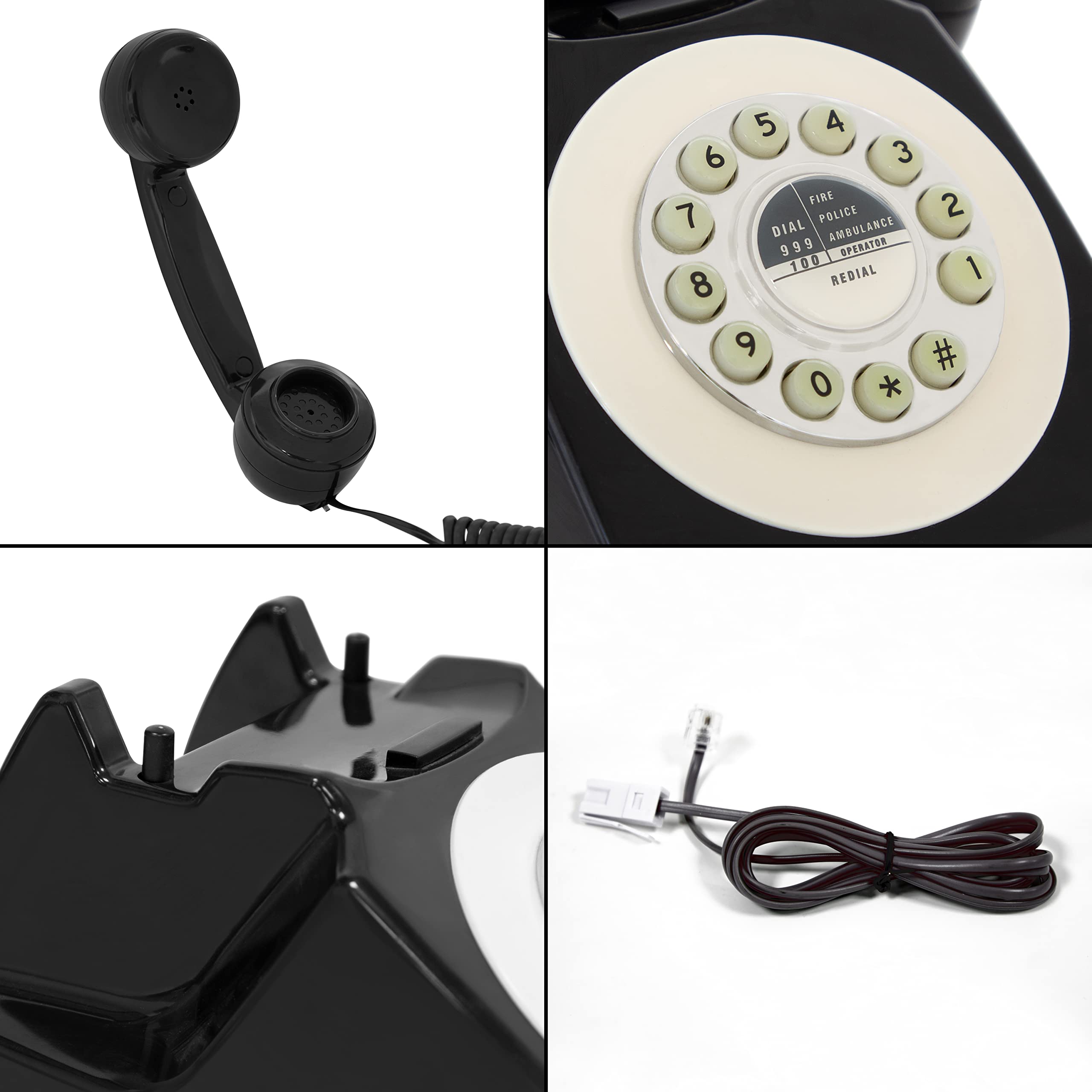 Benross 44520 Classic Retro Telephone/Vintage Style Corded Black