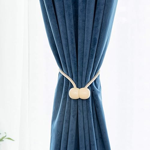Miniatura 2 de Abrazaderas magnéticas de cuerda, estilo europeo clásico, ganchos para cortinas de ventana con imanes para cortinas opacas, Beige