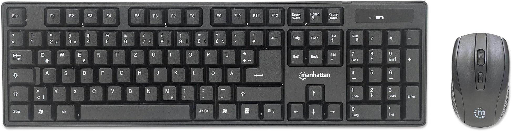 Manhattan - Products Wireless Desktop Set - PC Wireless Mouse & Wireless Keyboard, Gaming Mouse, Keyboard, Mouse, USB Radio Receiver, Computer, Accessories - Black