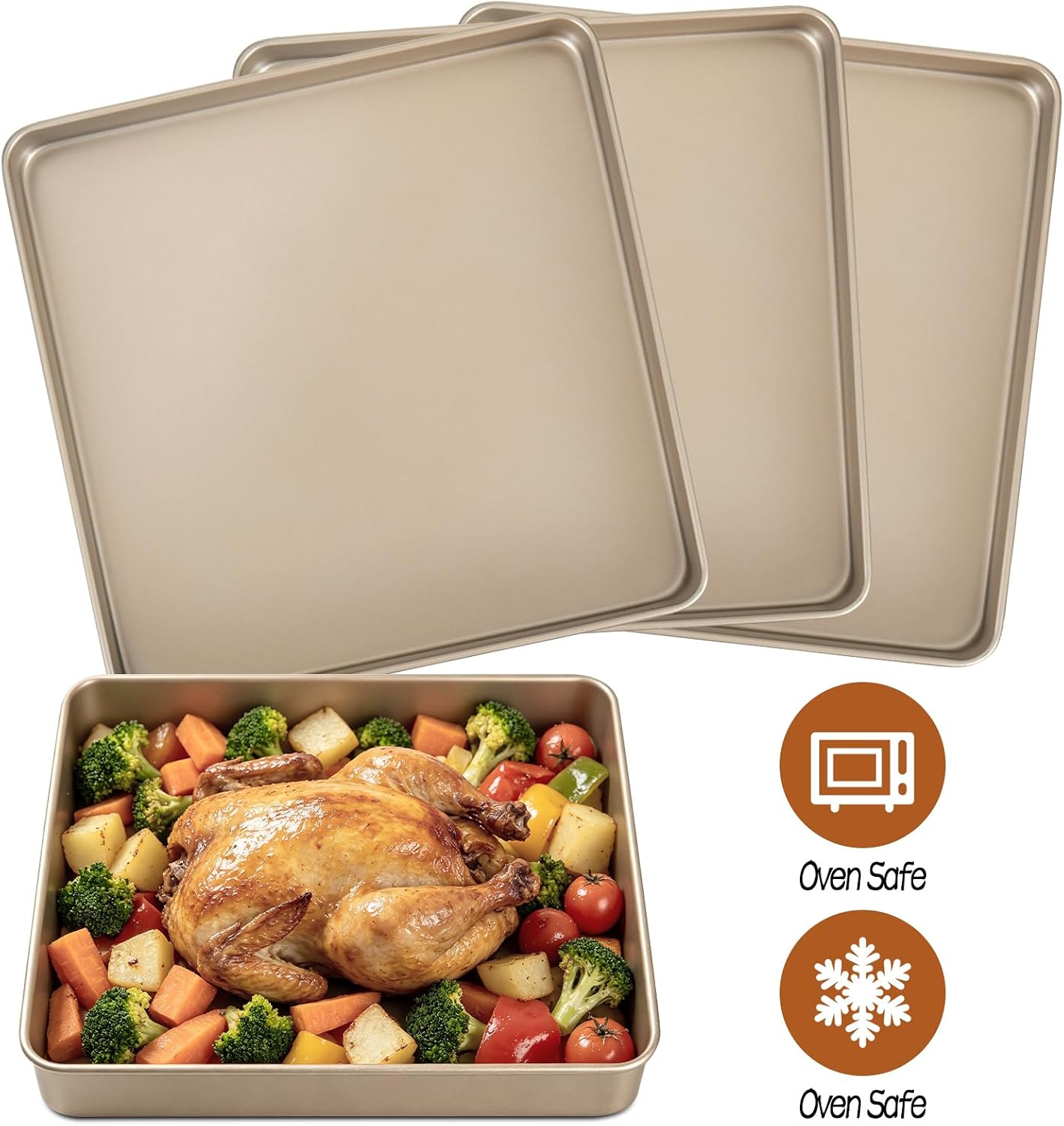 4 Pack Baking Sheet Pans, Nonstick Cookie Sheet, 11" Toaster Oven Pans