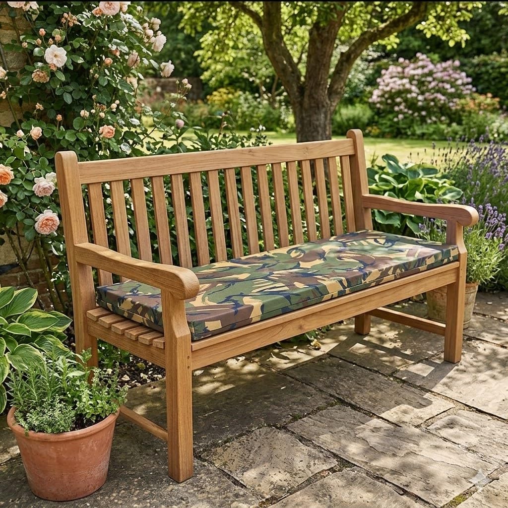 Goldstar Beddings Premium Garden Bench Cushion - 2 Seater Foam Seat Pad for Indoor/Outdoor Use (Camouflage, 2 Seater 15 x 45 x 2) — image 1
