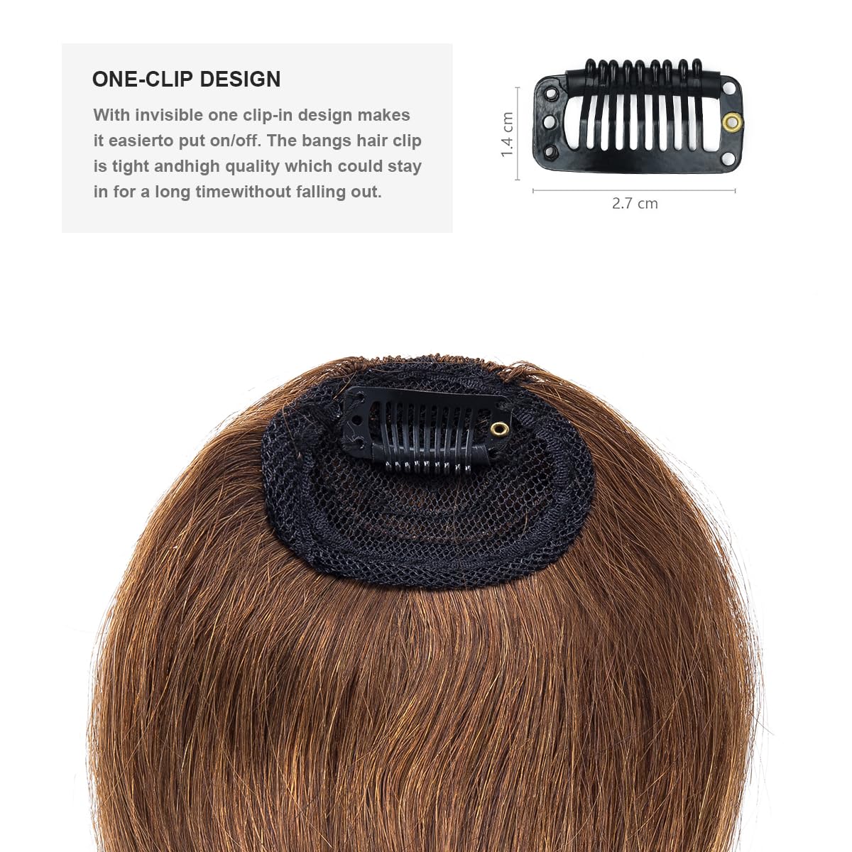 BUYOGET Clip in Fringe 100% Human Hair Pieces Medium Brown Fringe Clip in Hair Choppy Clip on Bangs, Medium Brown -choppy bangs - Image 4