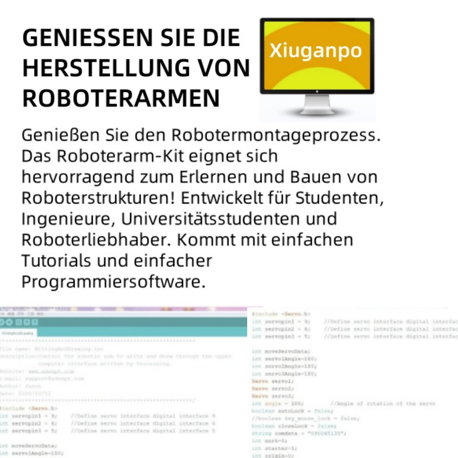 Roboterarm-Kit,Premium Structure 6DOF Programmierroboterarm mit 6 Servomotoren,Mechanische Roboter-Klemmklauen-Kits, Analoges Lenkgetriebe MG 996R für den Unterricht, IDY Produktion