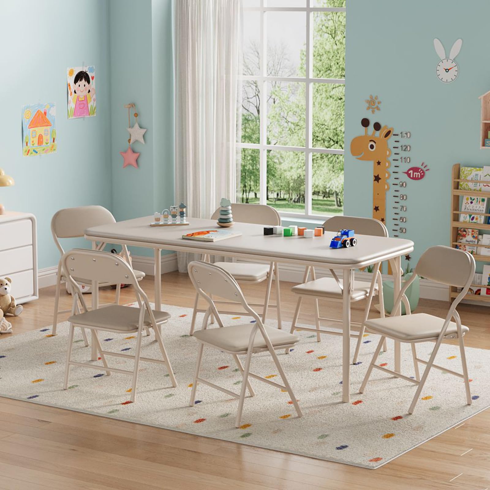 Photo 1 of ***PARTIAL SET - TABLE ONLY*** IDEALHOUSE 7 Piece Folding Kids Table and Chairs Set, Children Activity Table and Chairs Set for Dining Room,Daycare,Classrooms