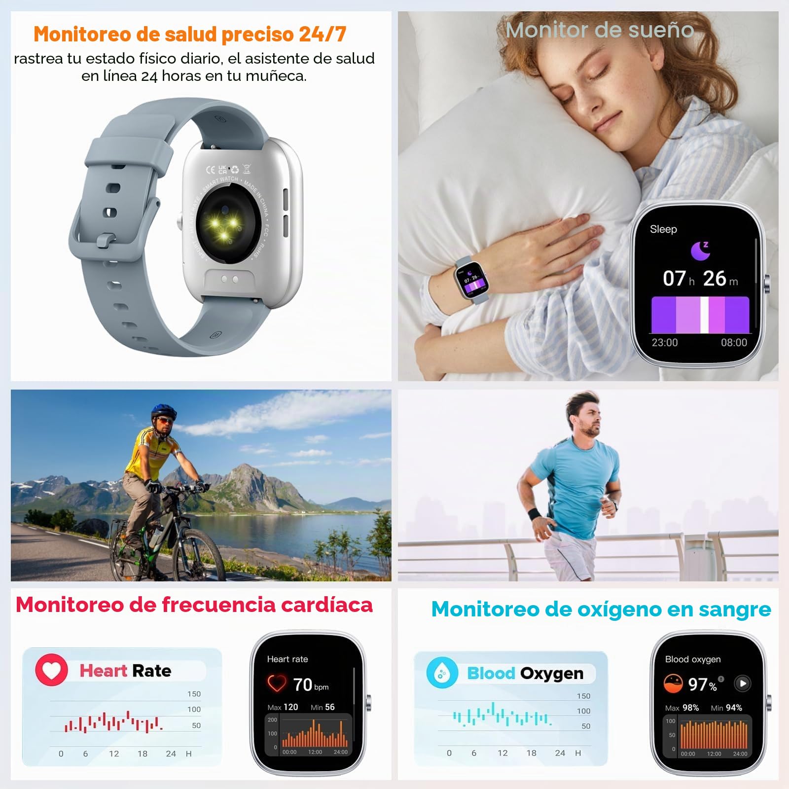Reloj Inteligente Hombre Mujer, 1.91" HD Smartwatch con Llamadas Bluetooth, Pulsómetro/Monitor de Sueño/Podómetro, 110+ Modos Deportivo Pulsera Actividad, Impermeable IP68 Smart Watch para iOS Android