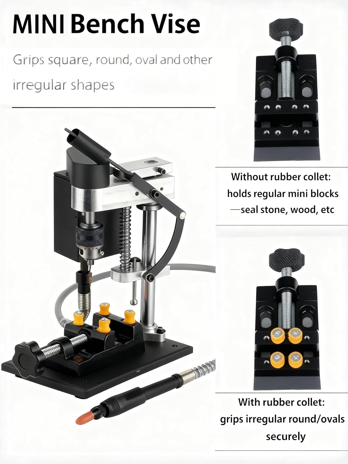 200W Mini Drill Press, Portable/Benchtop Drill Press | Pure-Copper Motor 8500 RPM | B10 + Flexible Shaft | 7-Speed Variable | 195-Piece Micro DIY Kit