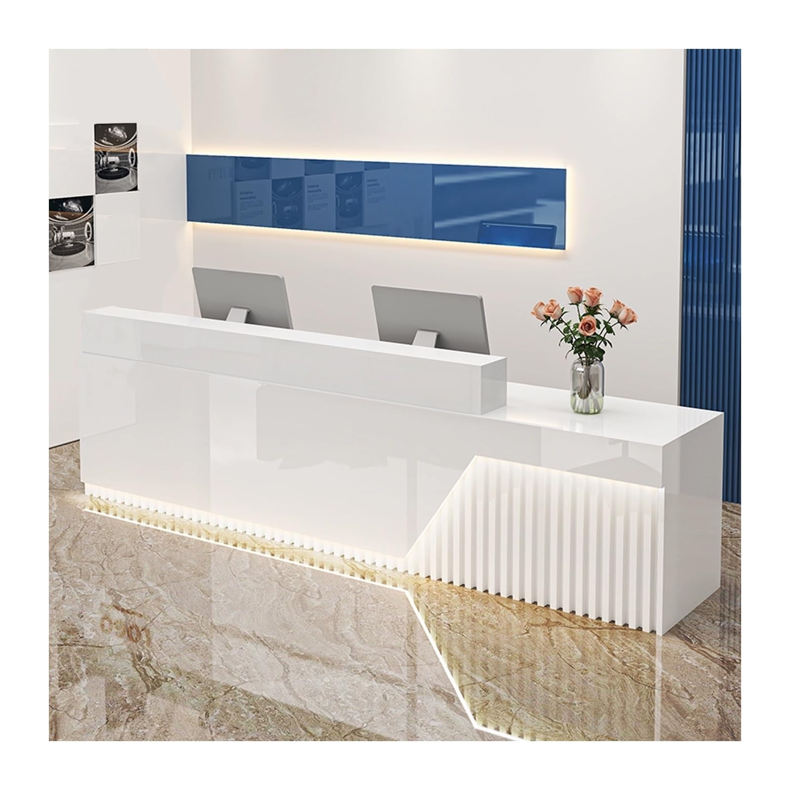 Rezeption, Empfangstresen, Verkaufstheke, Kasse, Büro, Schließfachtisch mit Schubladen, Kabel, eleganter moderner LED-Rezeptionstresen – stilvoller Kassentresen für Lobbys, Salons und Einzel