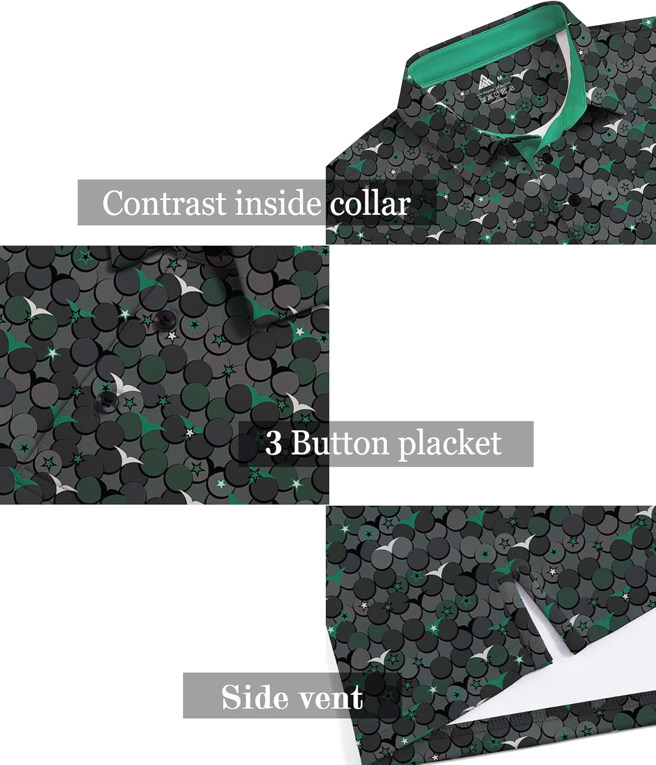 ZITY Men's Golf Shirts Short Sleeve Moisture Wicking Performance Print Patterns Casual Collared Golf Polo Shirt for Men