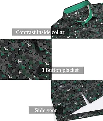 ZITY Men's Golf Shirts Short Sleeve Print Patterns Casual Collared Polo