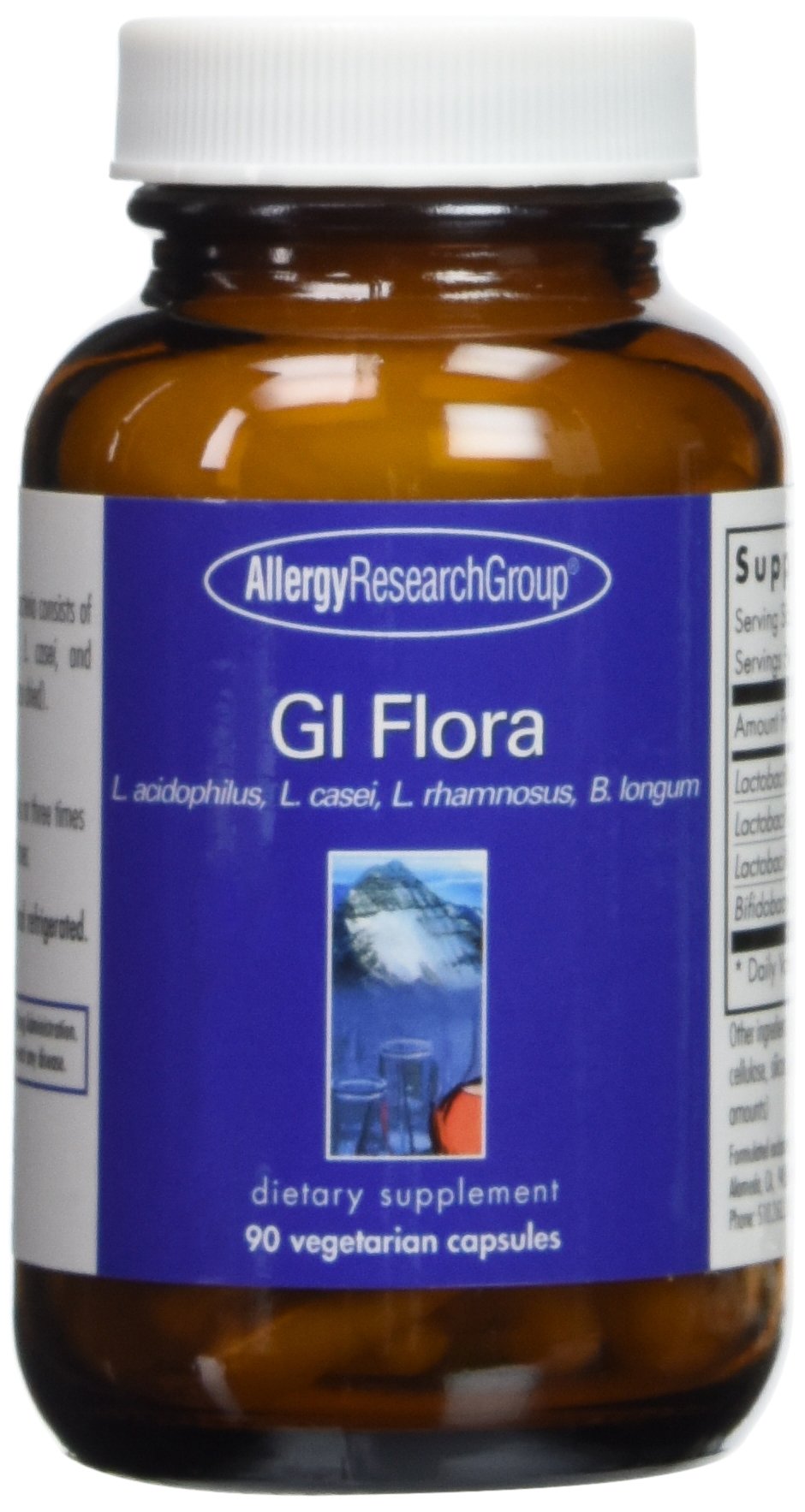 Allergy Research Group GI Flora Supplement - Probiotic for Digestive Health, Gut Health for Men & Women, Lactobacillus and Bifidobacterium - 90 Count