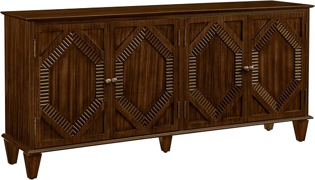 Mid Century Modern Sideboard Cabinet 65-Inch Large Credenza Media Console Cabinet Buffet Table with Adjustable Shelf for Living Room Kitchen, Walnut