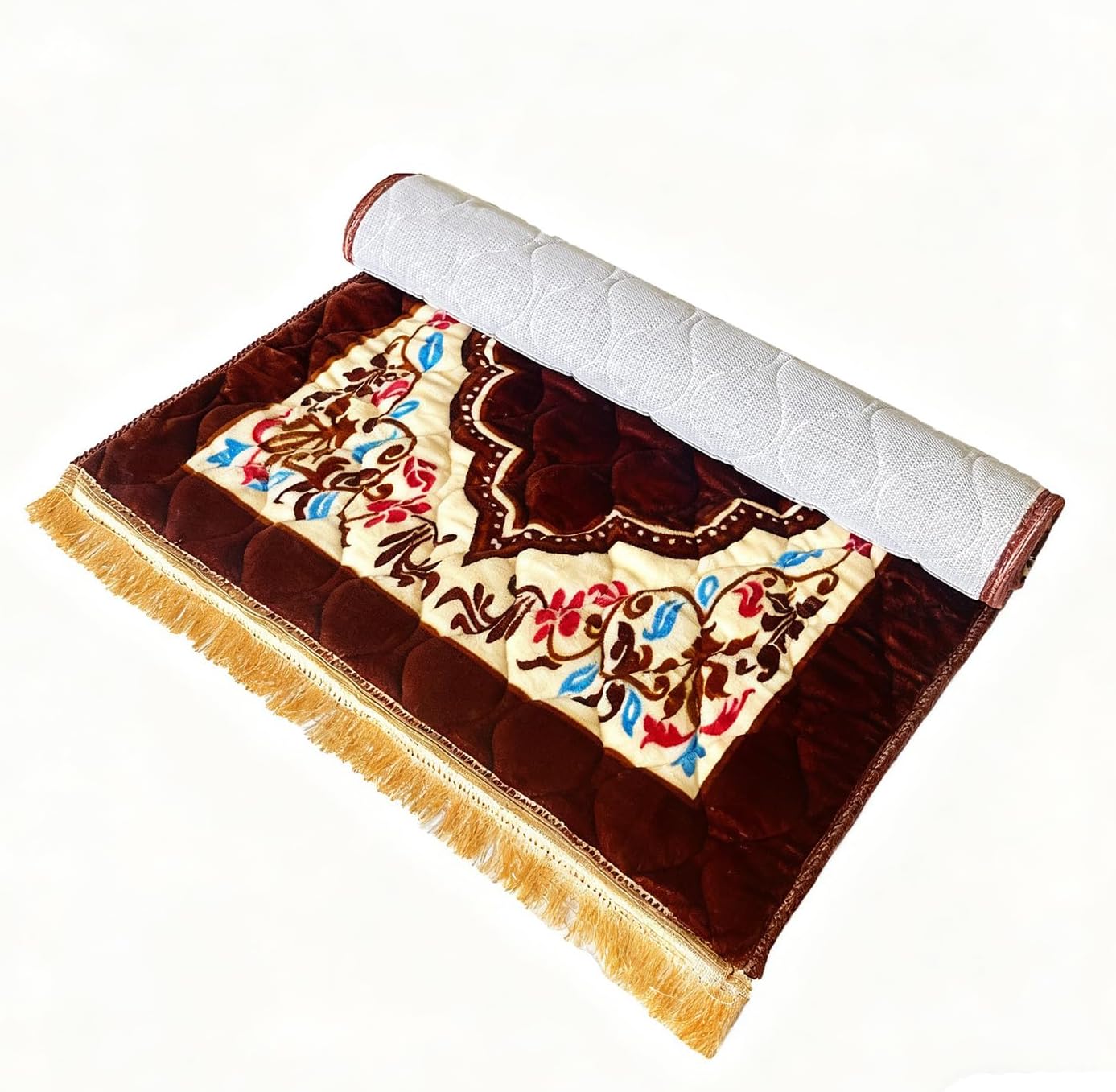 JE JOUE Prayer Rug Muslim Mat Islamic Soft Large Prayer Matt Islam, Padded Islamic Prayer Mat Thick for Men and Women, Janamaz, Sajadah （Brown）