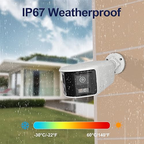Miniatura 7 de Anpviz Cámara de seguridad gran angular PoE de 6MP para exteriores, cámara panorámica de bala IP de doble lente de 180, luz roja y azul y alarma de
