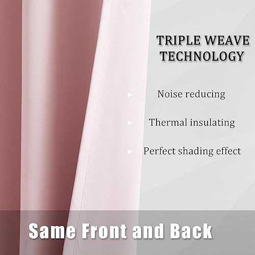 Miniatura 5 de DUALIFE 2 paneles de cortinas de privacidad de 80 pulgadas, cortinas de oscurecimiento de habitación para dormitorio de niñas, con aislamiento