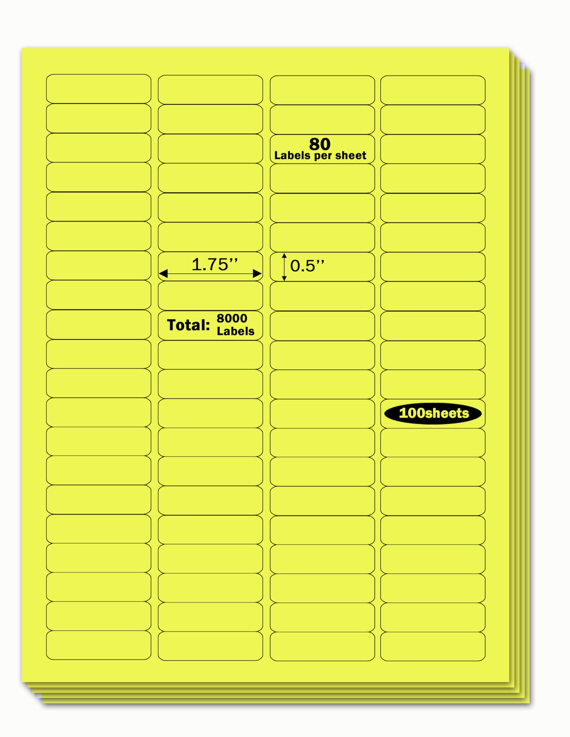 KIMMOR 0.5" x 1.75" Premium Yellow Colored Shipping Address Labels Sticker Papers for Inkjet & Laser Printer Self-Adhesive Mailing Labels Writable