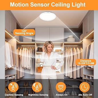 LNRYY 4Pack Rechargeable Motion Sensor Magnetic Ceiling Light with Remote