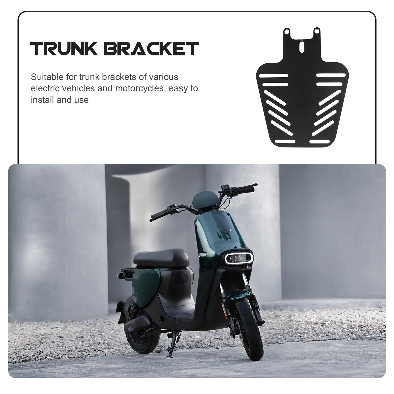 Portapacchi Posteriore per Bauletto Bici Elettrica in Ferro Nero Stabile dal Design Multifunzionale, Accessorio per Veicoli a Due Ruote e Scooter