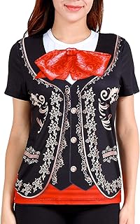 Funny World Women's Mariachi T-Shirts Graphic Short Sleeve Mexican Fiesta Costume