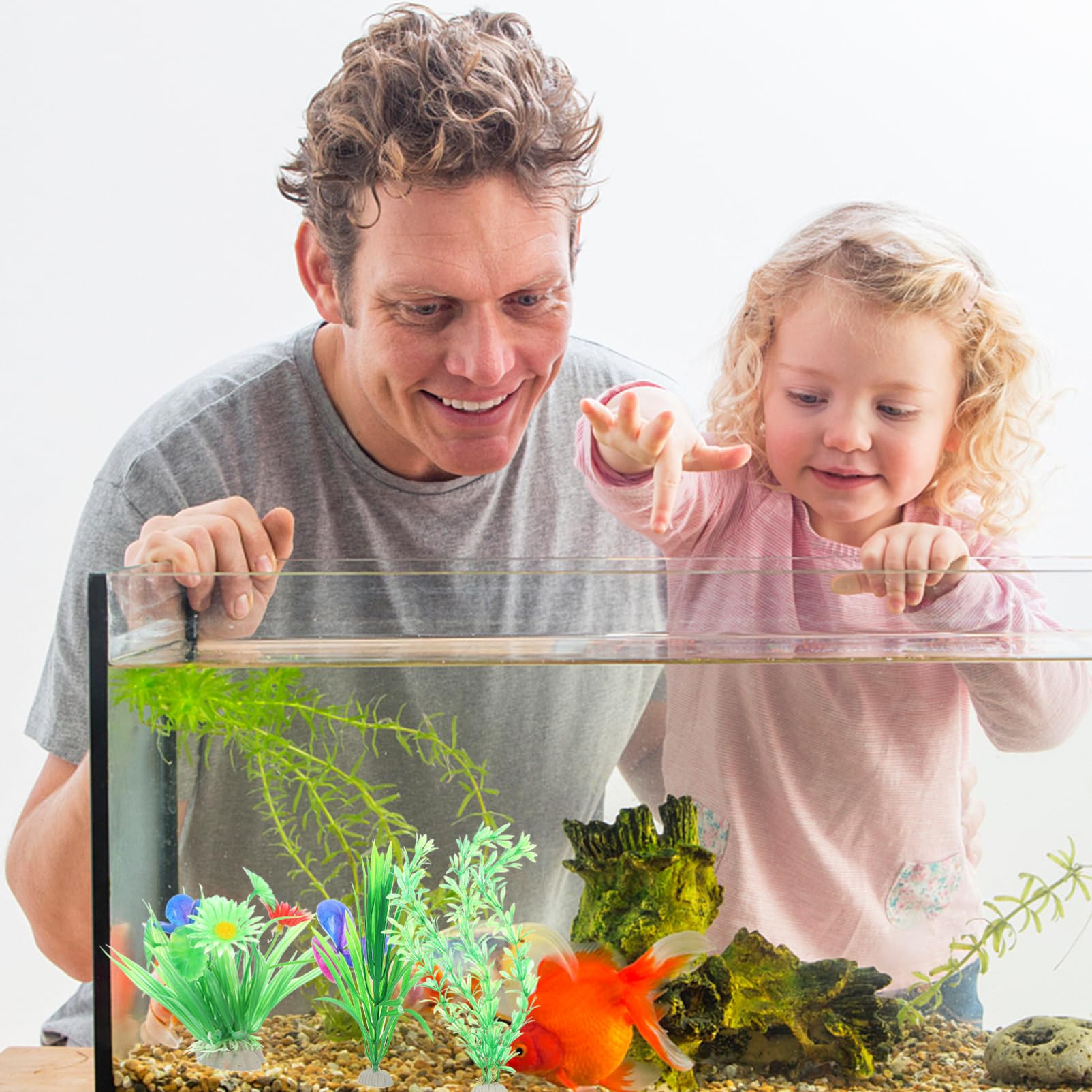 YARNOW 5 Juegos Acuario Plantas Acuaticas Decoracion Agua Tanque Característica Artificial Aire Planta De Acuario Decoración del Accesorios para Pecera Plastico PVC 11 Uds * 5