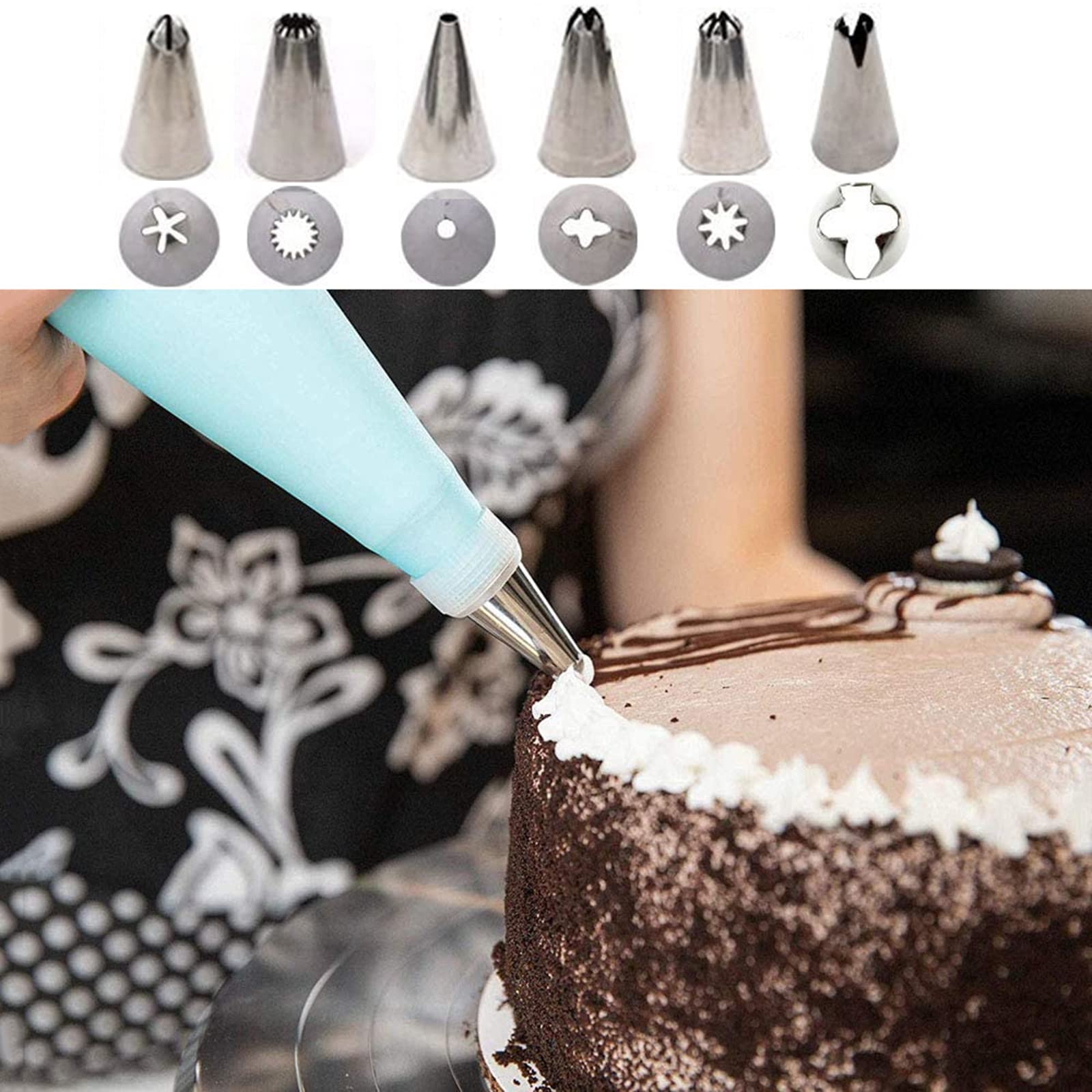 Set 20 Pz Sacche Per Torte E Ugelli In Acciaio – Kit Pasticceria Con 3 Sacche Riutilizzabili E 14 Bocchette