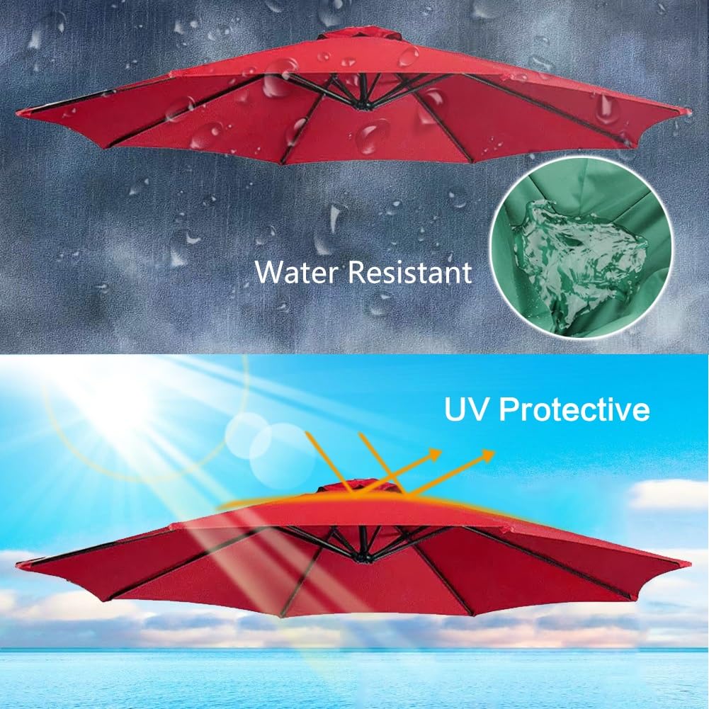 Housse De Remplacement Demi-Parasol 300cm 5 Baleines - Toile Pour Parasol De Jardin, Terrasse, Balcon - 5