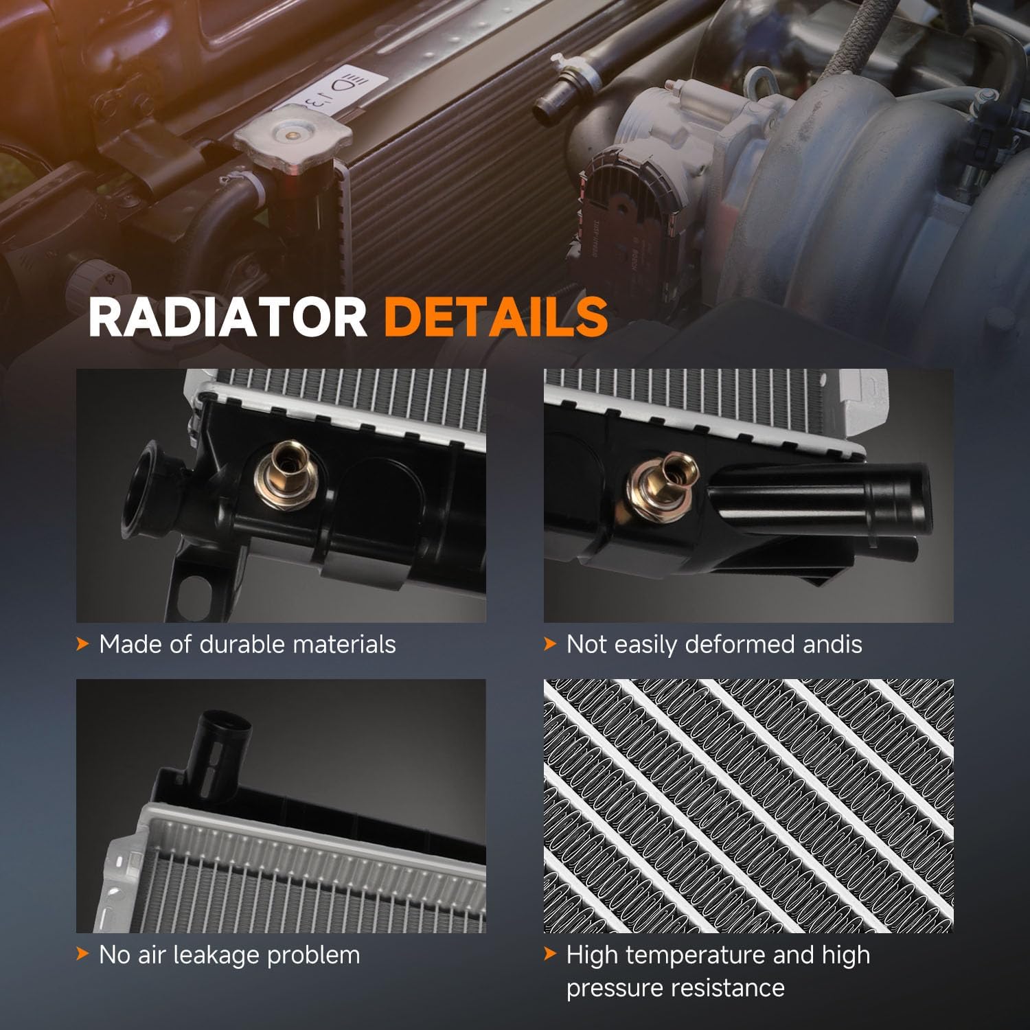 OCPTY 1164 Engine Coolant Radiator Compatible with 1991-1994 for Ford for Explorer 4.0L 1990-1994 for Ford for Ranger 4.0L 1994 for Mazda for B3000 3.0L Replace# 1164,FO3010163 Aluminum Radiator