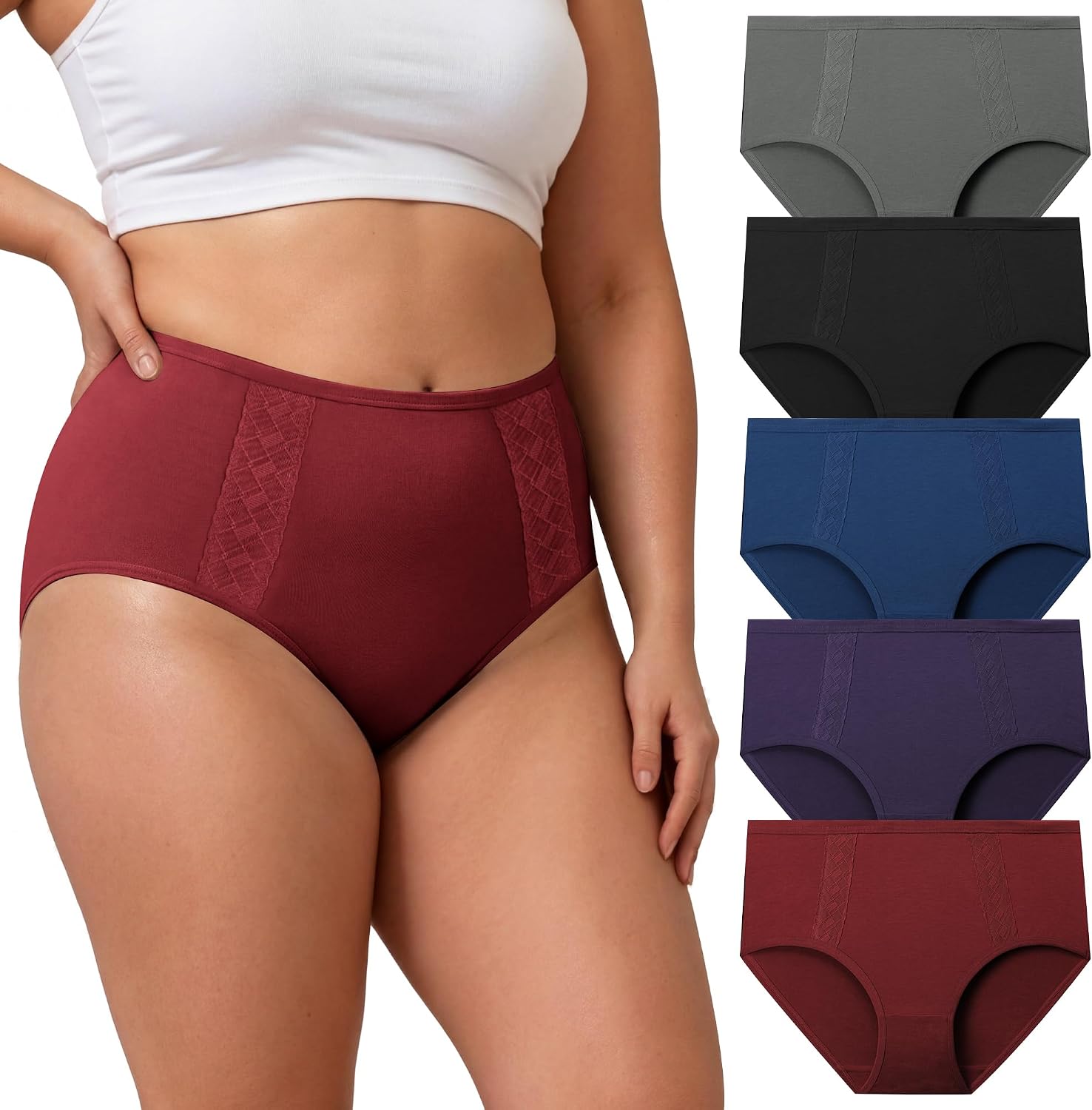 BAMBOO COOL Plus Size Women's Briefs Underwear Moisture Wicking Ladies Panties Soft and Breathable 5 Pack