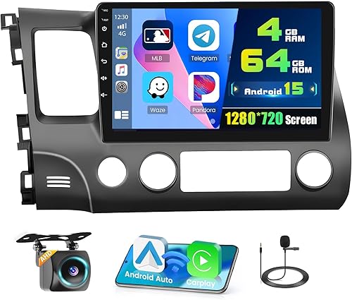 Miniatura 9 de Radio de coche Android para Honda Civic 2006-2011 Estéreo de coche 10.1 Pantalla táctil Estéreo GPS Navegación para coche Android Unidad principal