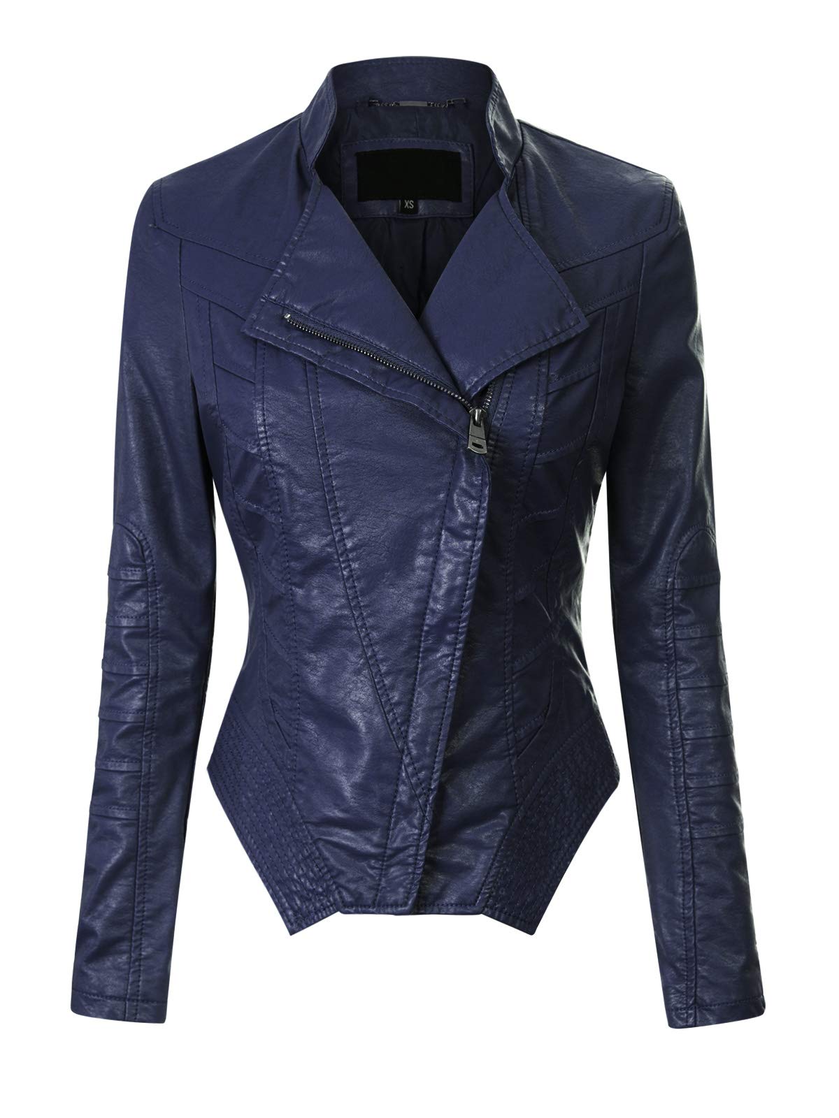 Design by Olivia Women's Fashion Motorcycle Asymmetrical Cropped Faux Leather Jacket