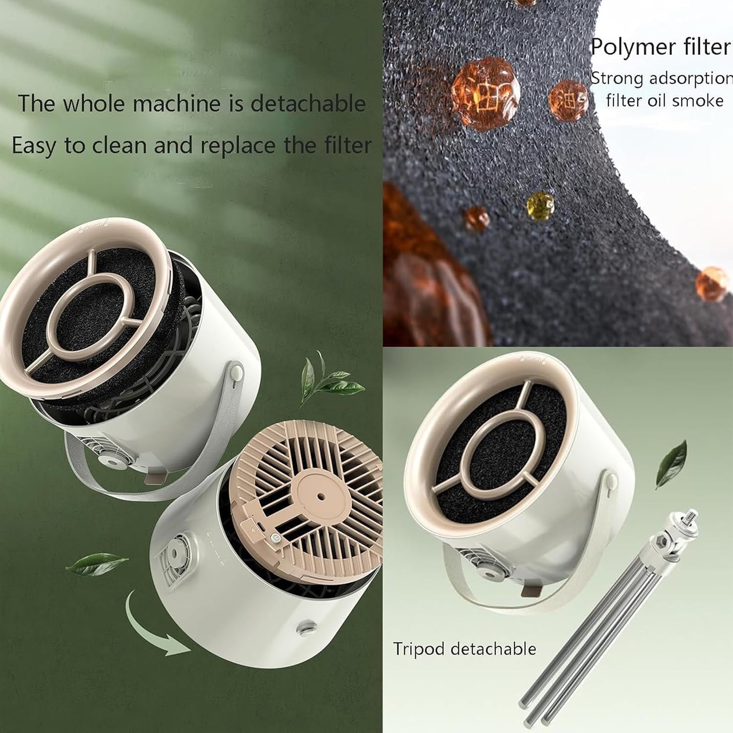 Portable Cooker Hood, Desktop Range Hood with 3 Speed Exhaust Fan, Strong Suction Low Noise Mini Cooker Hood (White)