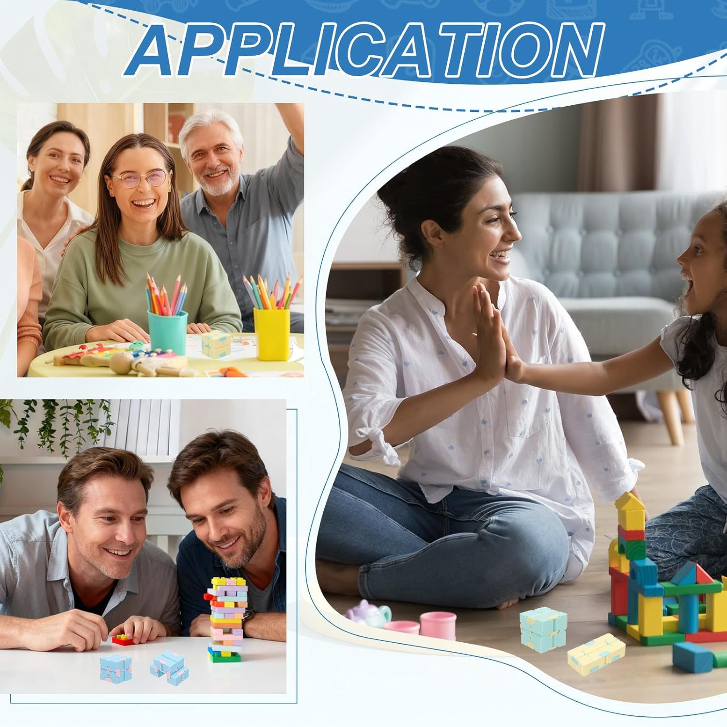 Fidget Magic Cube Toy Mini Stress Release Finger Flip Cube Toys, ABS Stress Relieving & Handheld Fidget Magic Game Perfect for Adults (Black)