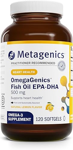 Metagenics OmegaGenics EPA-DHA 500 - Suplemento de aceite de pescado de alta potencia para la salud cardiovascular* - De origen sostenible y probado