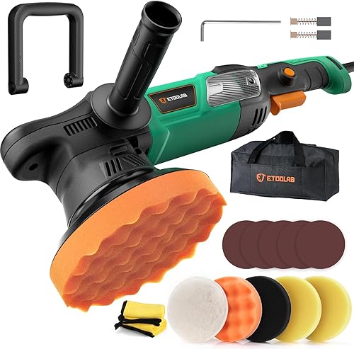 19 pulidoras de búfer para automóvil, arranque suave, 6 velocidades variables (4800 RPM máximo), pulidor orbital aleatorio de 0.83 pulgadas, pulidor