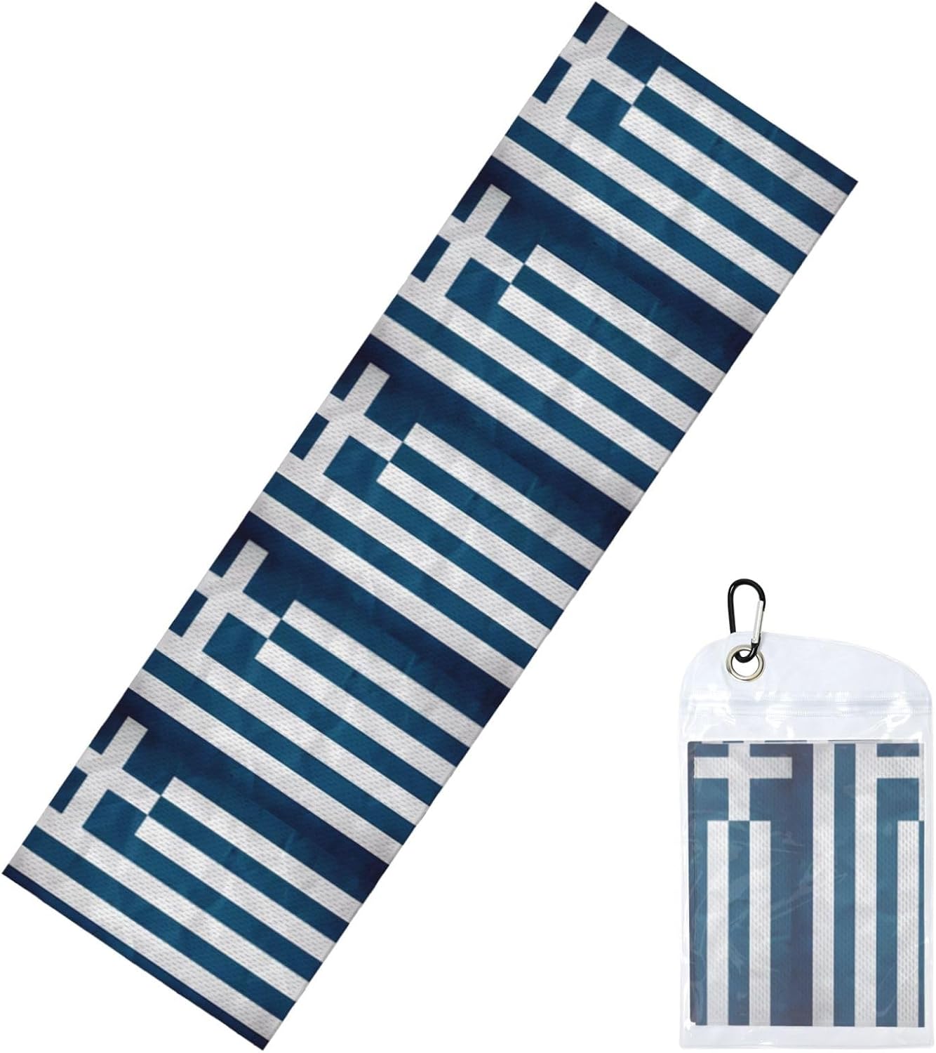 Chilled Sports Towel 12×40 in Ice Towel Soft Breathable Chilly Towel for Yoga Sport Running Gym Workout Fitness Greek Flag Picture