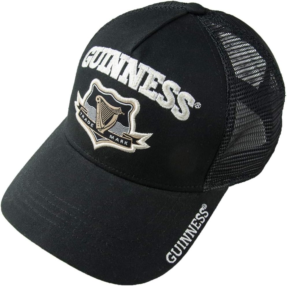 Guinness Full Black Trucker Mesh Adjustable Signature Baseball Cap