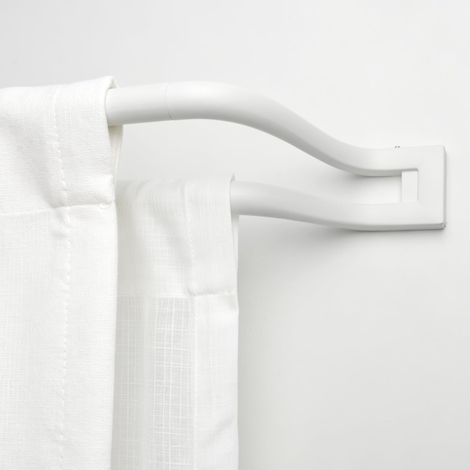 Blackout Double Curtain Rod Set Square Finals, Wrap Around Drapery Rod for Room Darkening Panels, 48 to 88 Inches, White