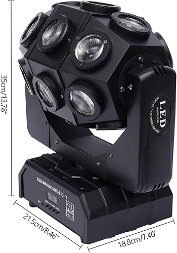 Miniatura 9 de Eapmic Luz de haz de cabeza móvil 5 en 1, 180 W, 18 luces LED de escenario de cabeza móvil, DMX activadas por sonido, haz giratorio para DJ, luz