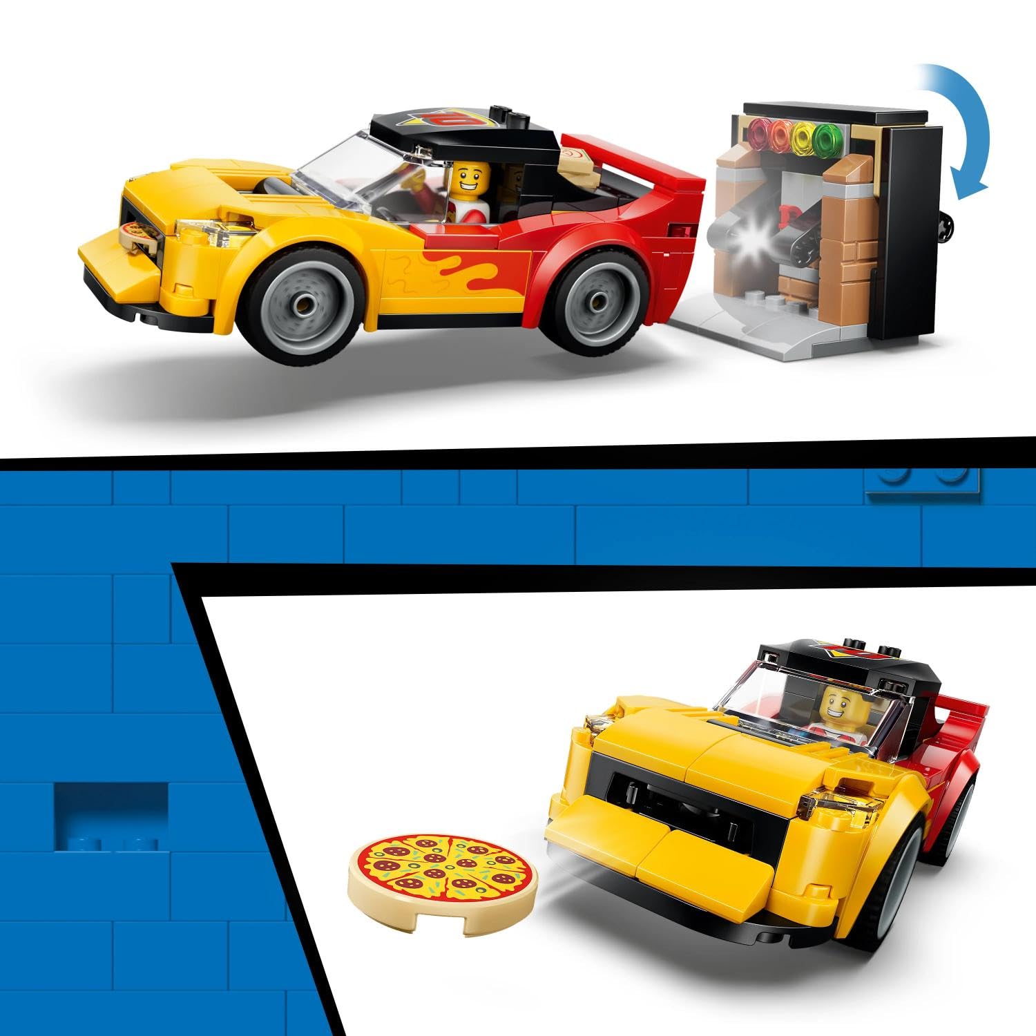 LEGO City La Pizzeria et Ses Véhicules de Livraison - Jeu de Construction - Jouet Voiture, Scooter, Drone, Borne d’Arcade & 4 Minifigurines - Idée de Cadeau d'anniversaire pour Garçon dès 6 Ans 60496