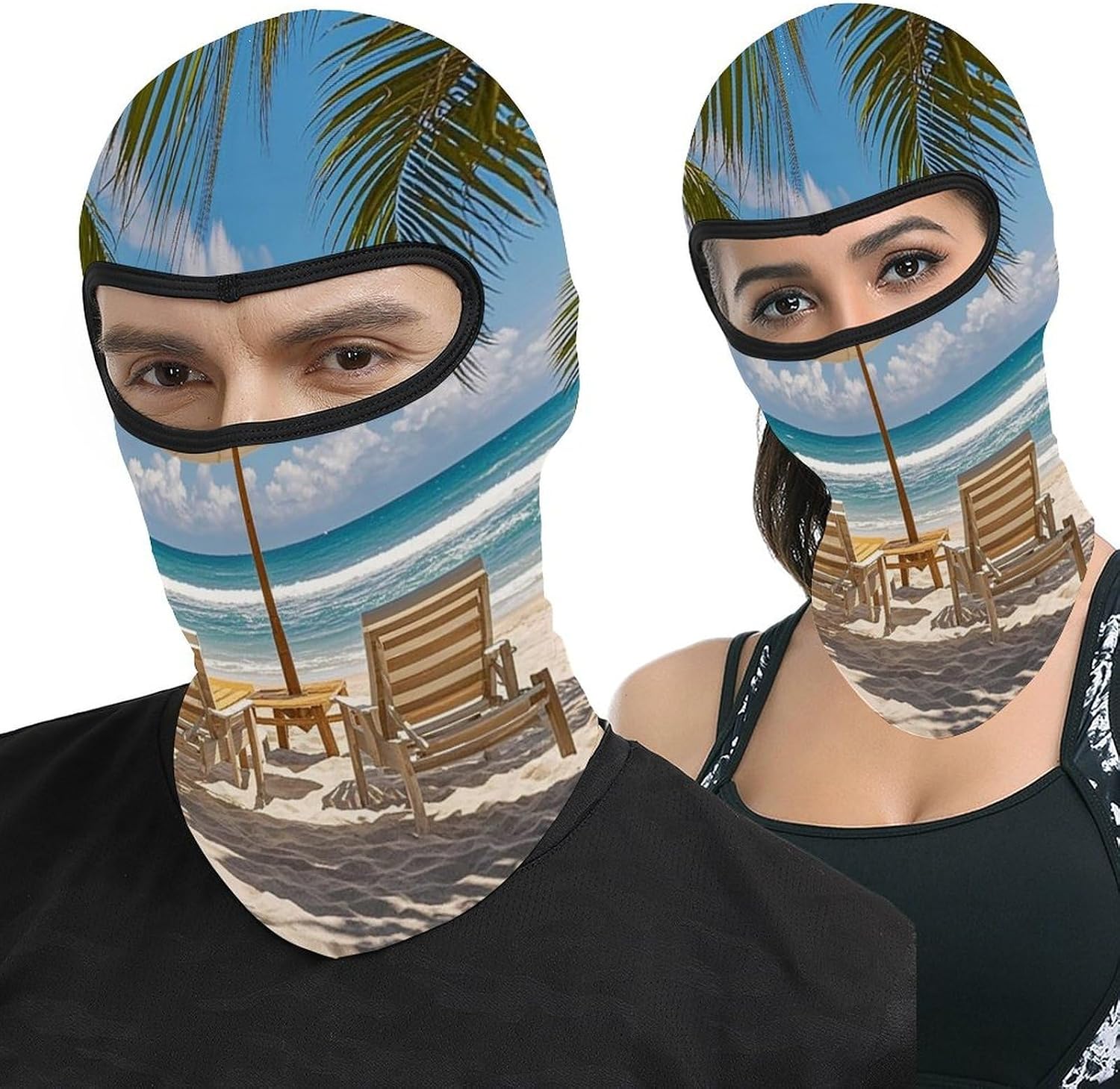Ocean Beach Theme Balaclava Face Mask for Men Women | Windproof Motorcycle Neck Gaiter Full Face Cover, Warmer Ski Mask, Breathable UV Protection Full Face Mask for Outdoor Sports