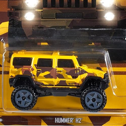 Miniatura 4 de Serie coleccionable de camuflaje de Hot-Wheels  Camión de vehículo utilitario deportivo amarillo  DWF40  Inspirado en Hummer H2 SUV  18