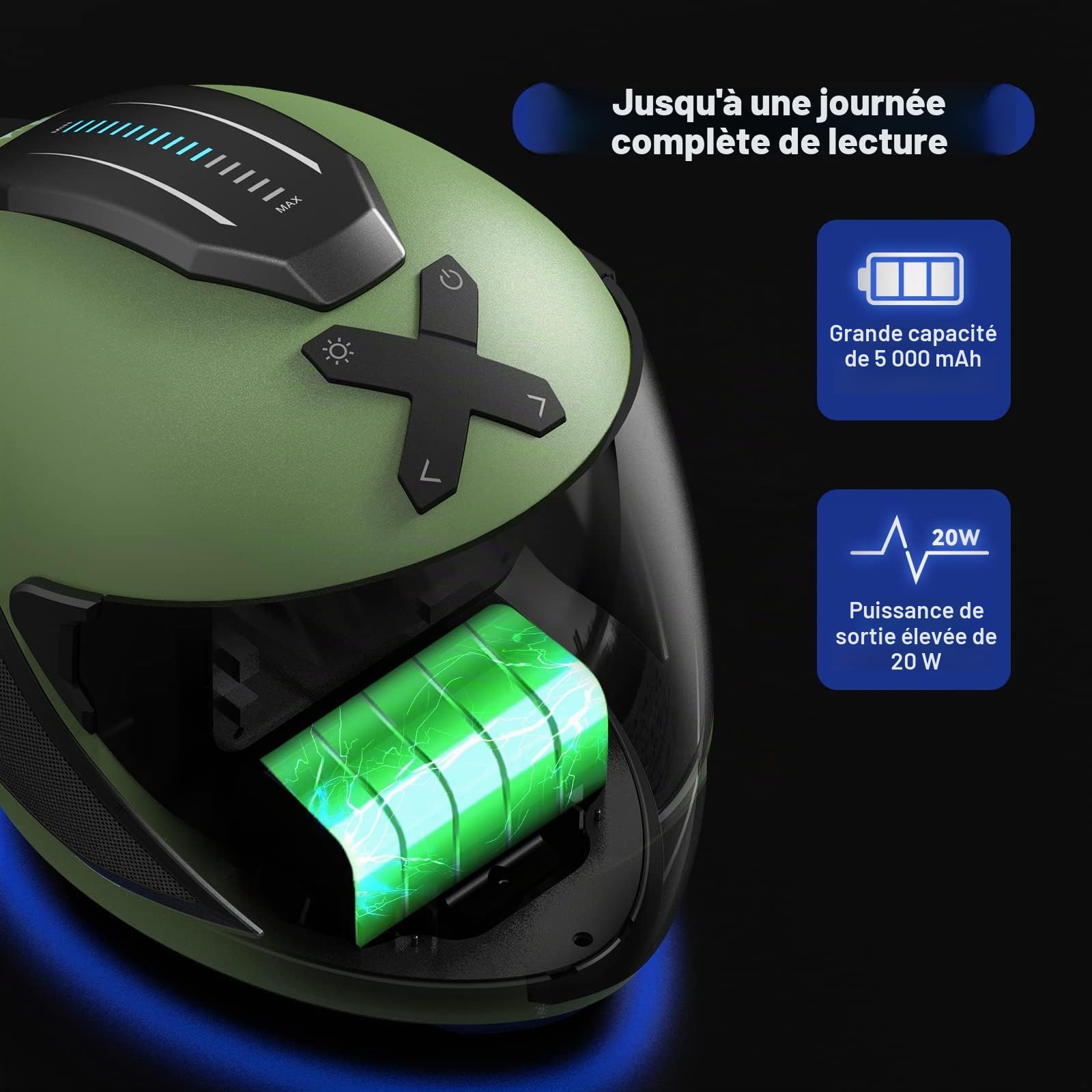 LEXIN BassBucket Haut-Parleur Bluetooth, Enceinte Portable Puissance 20W Style Casque, Son Stéréo Lumière RGB Lecture 24h, Contrôle Tactile, Mode Fête pour/Maison/Voyages/en Plein Air
