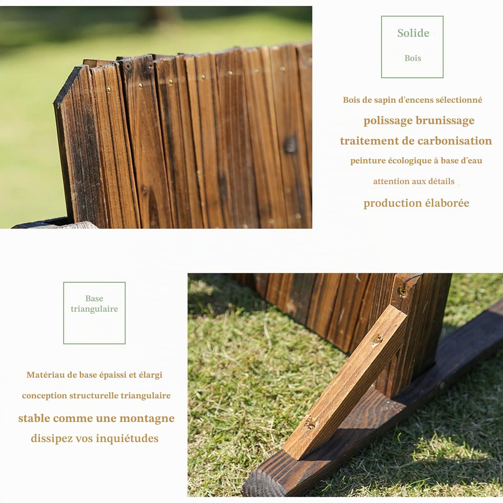 Clôture en Bois Extensible, Barrière en Treillis en Bois Autoportante, Haie Mobile et Pliable, Protection de la Sécurité des Animaux et des Propriétaires de Jardin