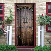 Vista 100 de 3D Pegatina de pared adhesiva para puerta - Poster de película de escaleras antiguas Premium PVC impermeable para pared de dormitorio y sala