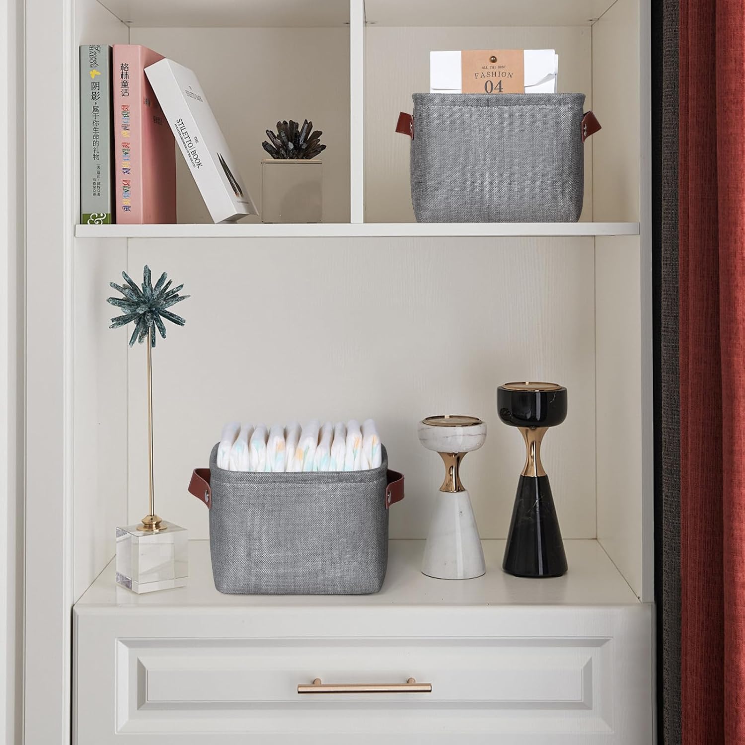 Small Fabric Storage Bins, Mini Storage Cubes, 7.8x6.7x5.9 Inch